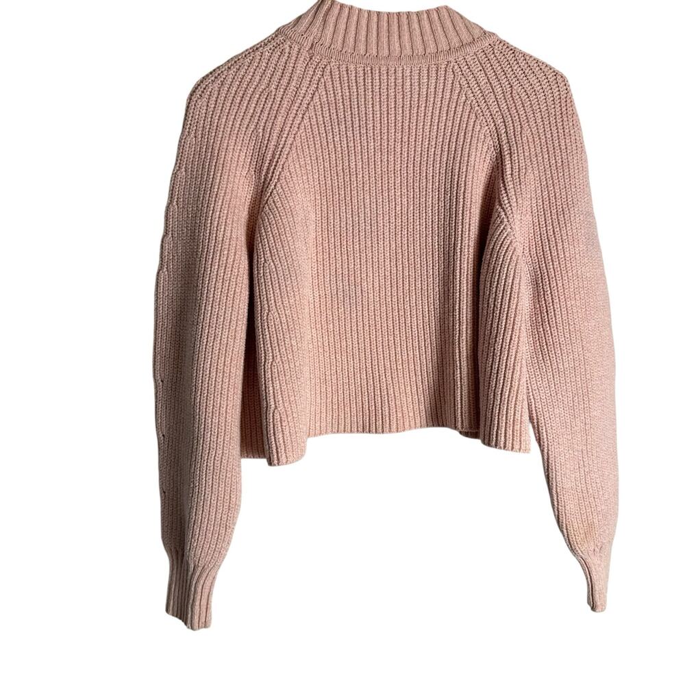 Club Monaco Pink Ribbed Knit Boxy Mock Neck Long Sleeve Pullover Sweater - Picture 12 of 16